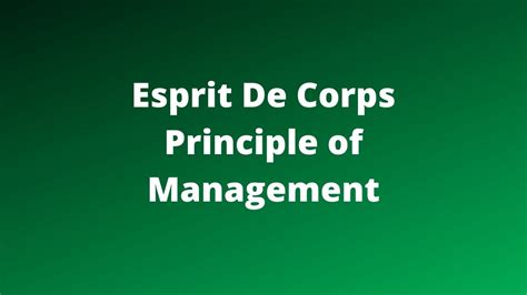esprit de corps is critical to developing